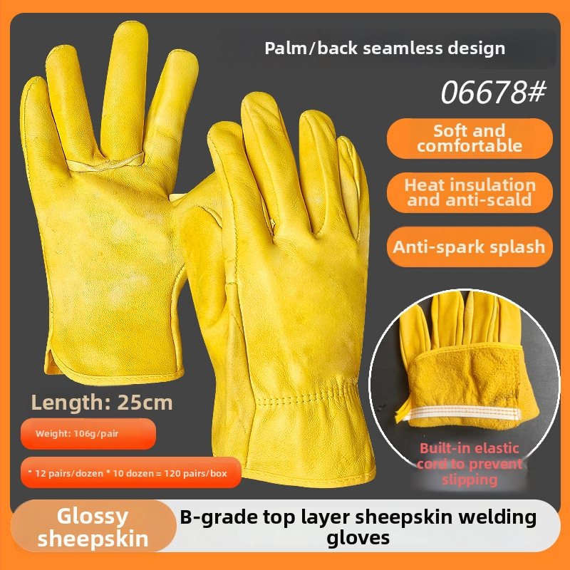 Rukavice na zváranie z ovčej kože s tepelnou izoláciou a ochranou proti popáleninám, pre zváranie, brúsenie a rezanie