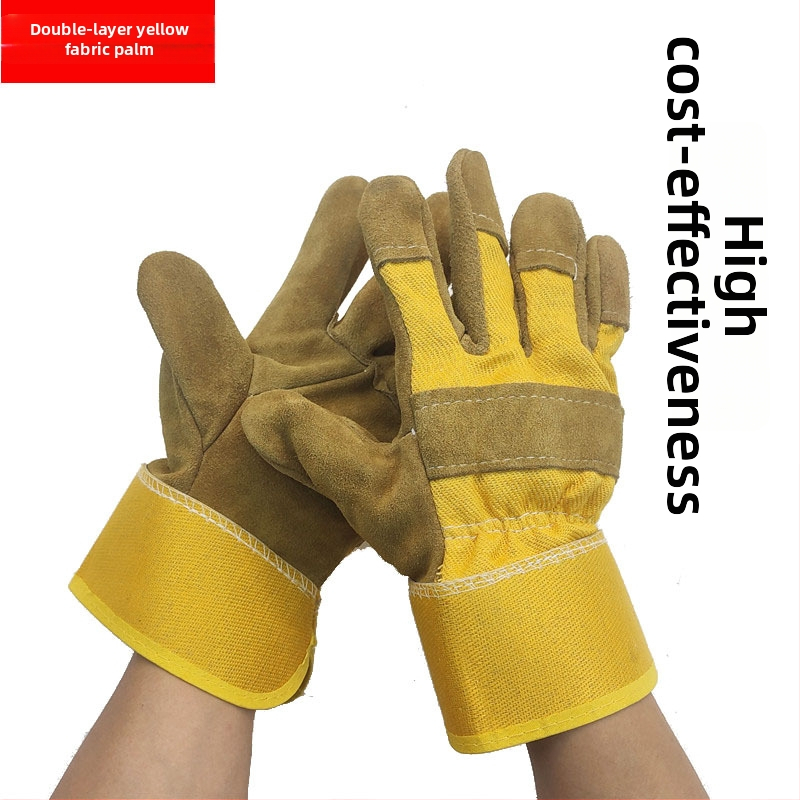 Jiuxin zváracie rukavice – dvojvrstvová hovädzia koža, priedušná semišová koža, dlaň z textílie, určené na zváranie a plynové zváranie