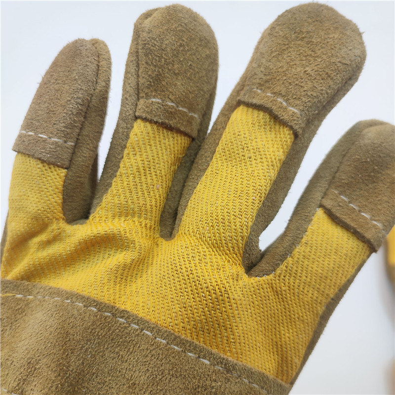 Jiuxin zváracie rukavice – dvojvrstvová hovädzia koža, priedušná semišová koža, dlaň z textílie, určené na zváranie a plynové zváranie