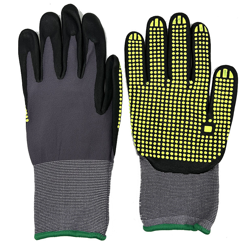 Nylon rukavice za posao, 15-gauge, s anti-slip točkicama, otporne na habanje i rezanje za gradilište (otprilike 52 g)