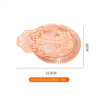 Koktailové sítko na ľad zo nerezovej ocele, krátky skeletový dutý dizajn, 12,5×10 cm, 74 g