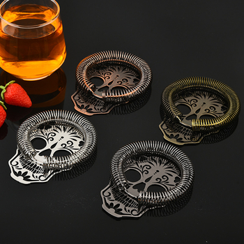 Σουρωτήρι πάγου για κοκτέιλ από ανοξείδωτο ατσάλι, κοντό σχέδιο με κενό κρανίο, 12,5×10 cm, 74 g