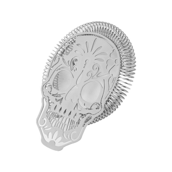 Σουρωτήρι πάγου για κοκτέιλ από ανοξείδωτο ατσάλι, κοντό σχέδιο με κενό κρανίο, 12,5×10 cm, 74 g