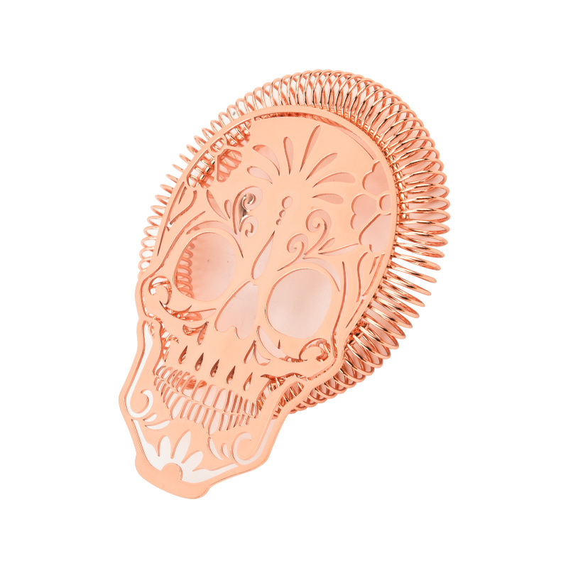 Σουρωτήρι πάγου για κοκτέιλ από ανοξείδωτο ατσάλι, κοντό σχέδιο με κενό κρανίο, 12,5×10 cm, 74 g