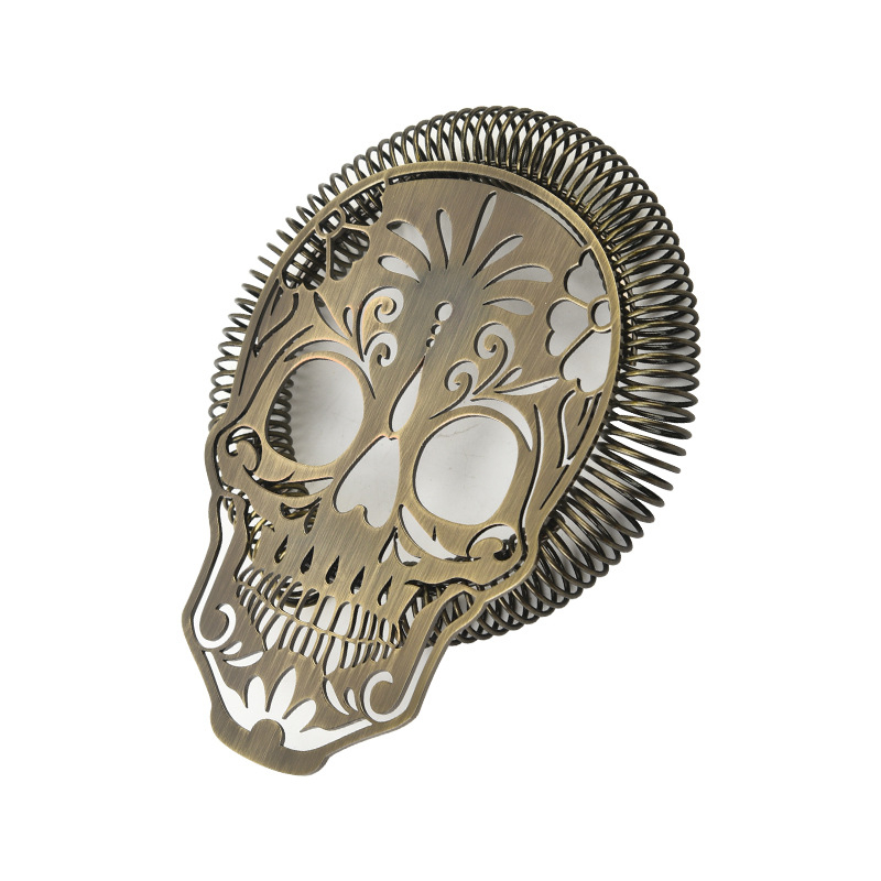 Σουρωτήρι πάγου για κοκτέιλ από ανοξείδωτο ατσάλι, κοντό σχέδιο με κενό κρανίο, 12,5×10 cm, 74 g