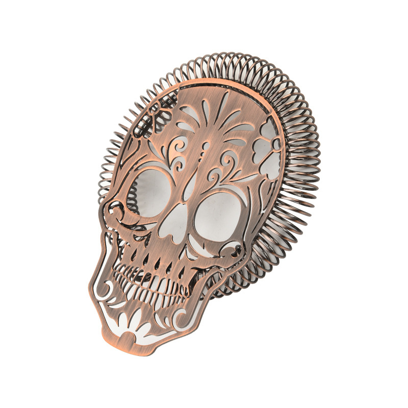 Σουρωτήρι πάγου για κοκτέιλ από ανοξείδωτο ατσάλι, κοντό σχέδιο με κενό κρανίο, 12,5×10 cm, 74 g