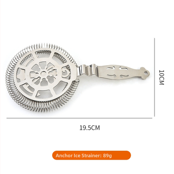 Filtr na ľad pre koktaily z 304 nerezovej ocele, rozmery 19,5×10, hmotnosť 89 g, moderný minimalistický štýl