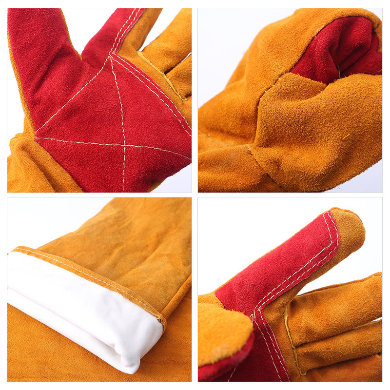 Mănuși de sudură, piele de vițel, rezistente la temperaturi înalte, izolație dublă, pentru sudură, sudură cu gaze, brazare, lipire