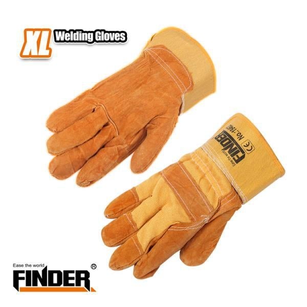 Finder/Discoverer hegesztő kesztyűk, megvastagodott, kopásálló nubuk bőr + vászon, hegesztéshez, munkavédelmi kesztyű
