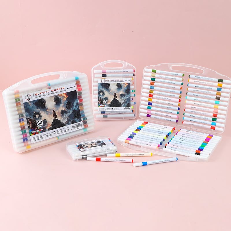 Akrilni marker s jednim vrhom, okruglo tijelo, prijenosni set u kutiji za crtanje i DIY umjetnost