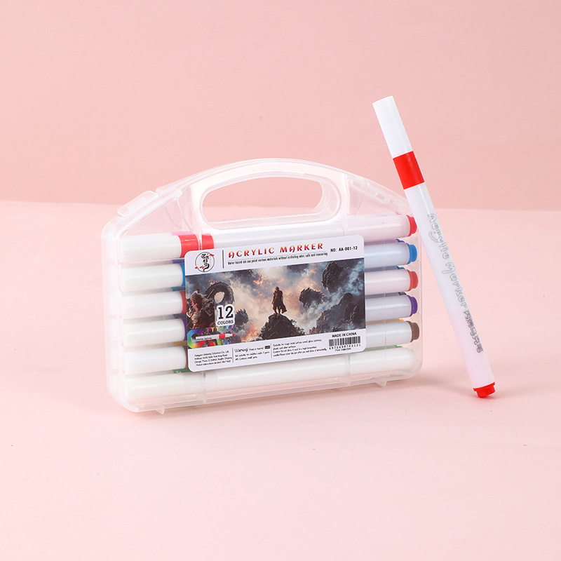 Akrilni marker s jednim vrhom, okruglo tijelo, prijenosni set u kutiji za crtanje i DIY umjetnost