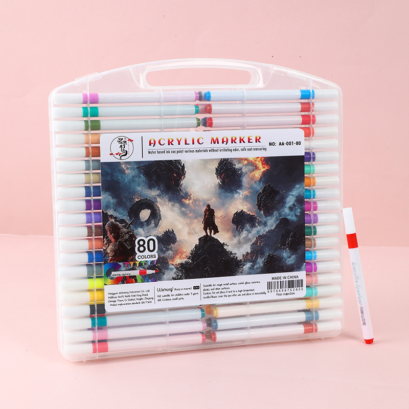 Akrilni marker s jednim vrhom, okruglo tijelo, prijenosni set u kutiji za crtanje i DIY umjetnost