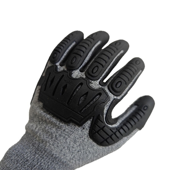 TPE mechanikus kesztyűk vágásbiztos, kopásálló, ütéscsillapító és ütközés elleni védelemmel fúrási és olajbányászati alkalmazásokhoz (97–98 g); gép- és járműgyártás, kertépítés, építőipar