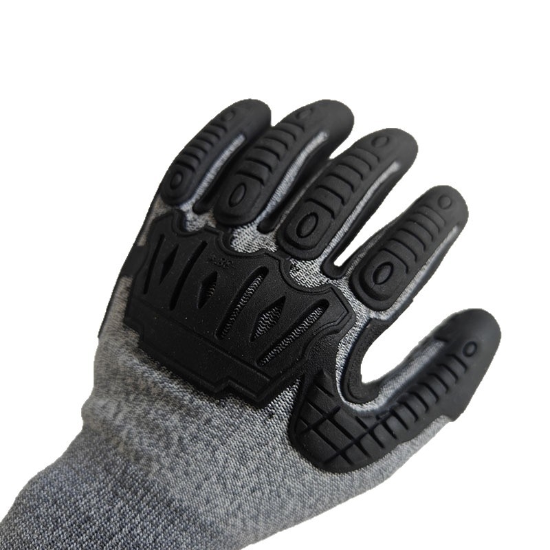 TPE mechanikus kesztyűk vágásbiztos, kopásálló, ütéscsillapító és ütközés elleni védelemmel fúrási és olajbányászati alkalmazásokhoz (97–98 g); gép- és járműgyártás, kertépítés, építőipar
