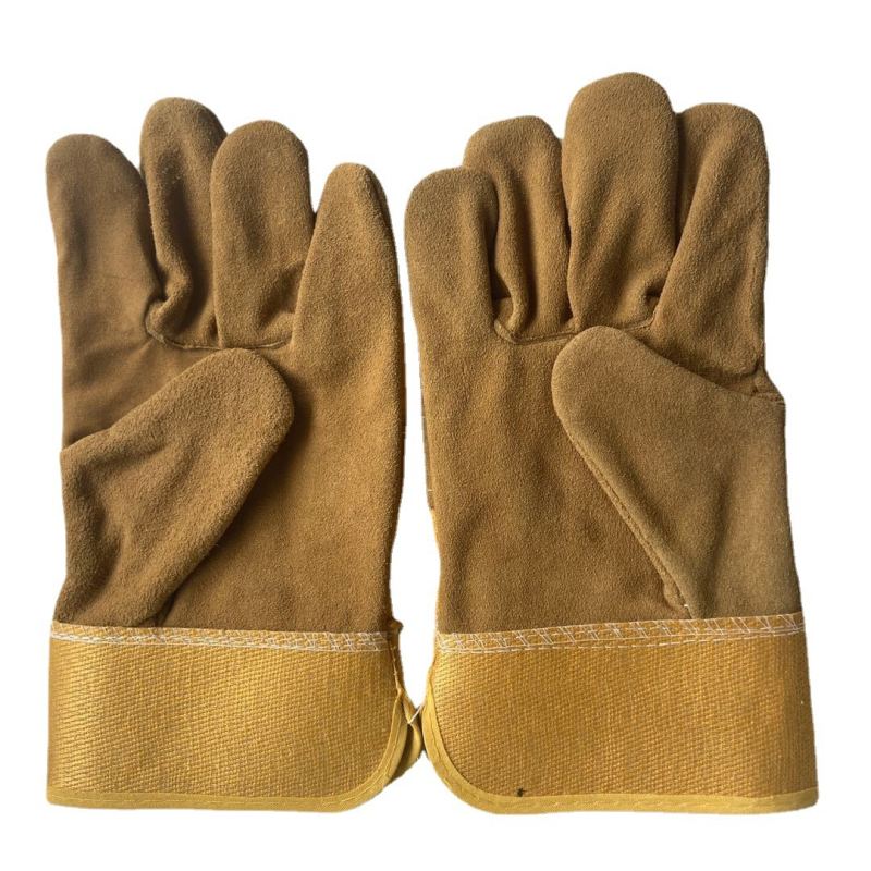 Kétrétegű marhabőrből készült hegesztő kesztyűk, a hegesztők, vasúti és ipari létesítmények számára