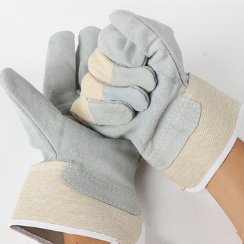 Mănuși de sudură scurte, din piele de vacă, Welding Beast, 280 g, două straturi de pânză, pentru sudură electrică și prelucrarea metalelor