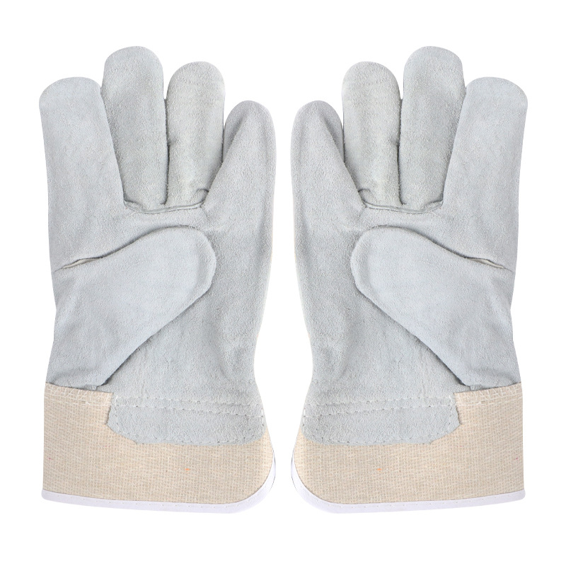 Mănuși de sudură scurte, din piele de vacă, Welding Beast, 280 g, două straturi de pânză, pentru sudură electrică și prelucrarea metalelor