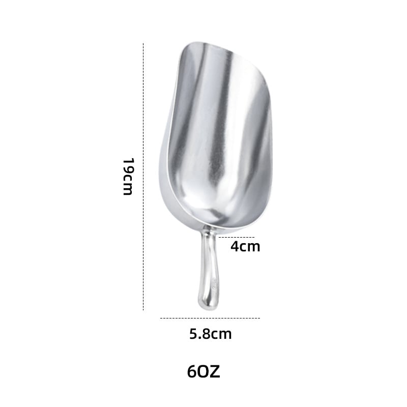 Lingură pentru gheață din aliaj de aluminiu, cu mâner din oțel inoxidabil, pentru mașini de gheață, alimente și cocktailuri de bar