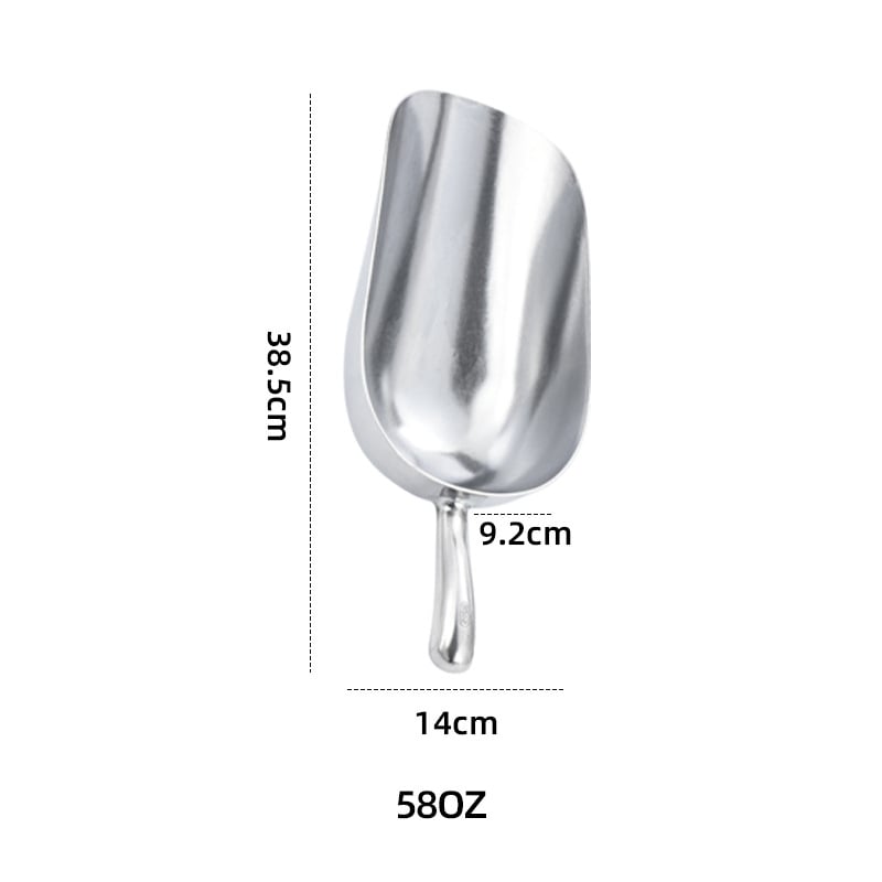 Lingură pentru gheață din aliaj de aluminiu, cu mâner din oțel inoxidabil, pentru mașini de gheață, alimente și cocktailuri de bar