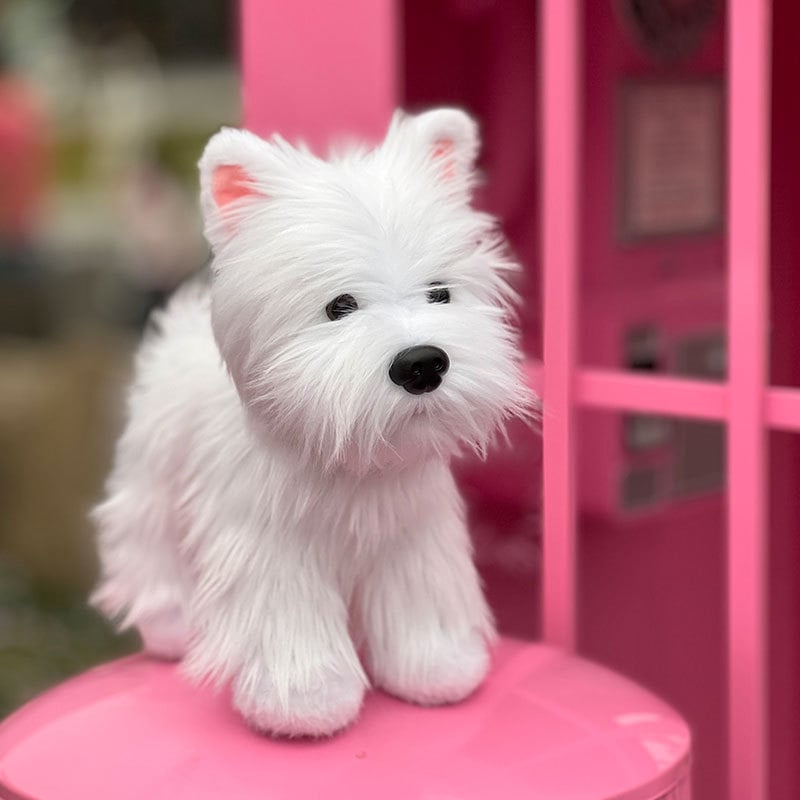 Λούτρινο κουκλάκι σκύλου, προσαρμόσιμο σύμφωνα με τα σκίτσα, γέμισμα PP βαμβάκι, συσκευασία με δίχτυ, για ηλικίες 14+