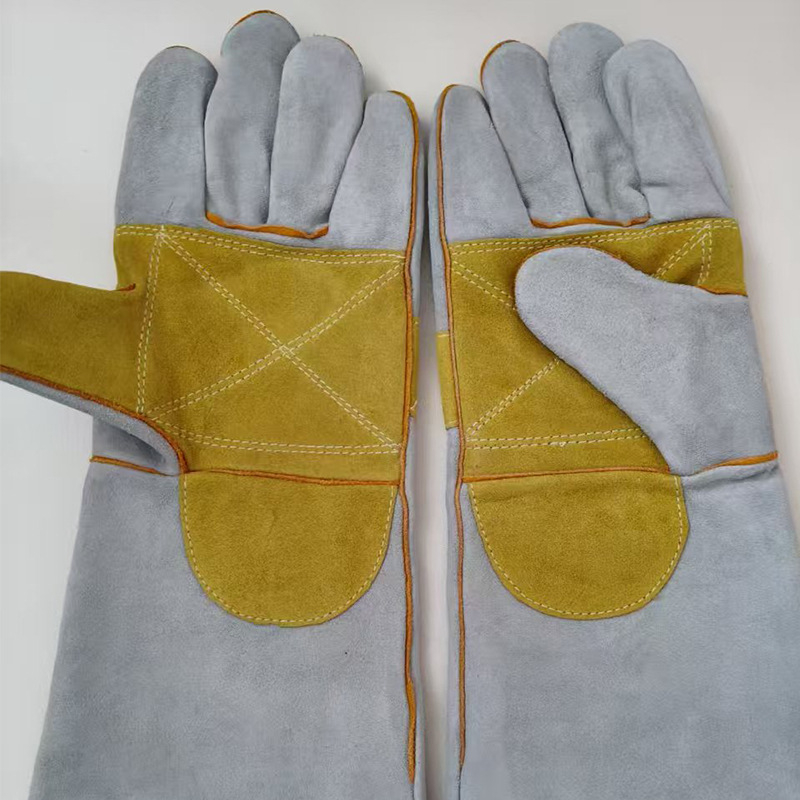 Γάντια εργασίας από δέρμα βοδινού για συγκόλληση και εξωτερικές εργασίες — ανθεκτικά στη θερμοκρασία, θερμομονωτικά, ανθεκτικά στις πιτσιλιές, διαπνέοντα, αντιολισθητικά