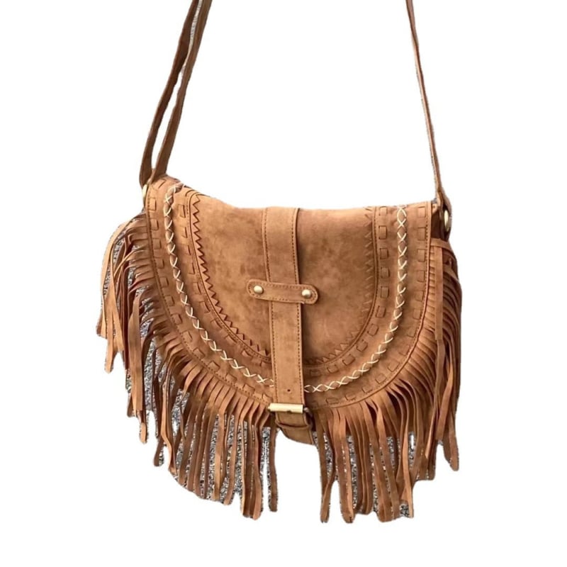 Чанта с ресни от изкуствен велур, кръгла форма, капаково отваряне, джоб с цип