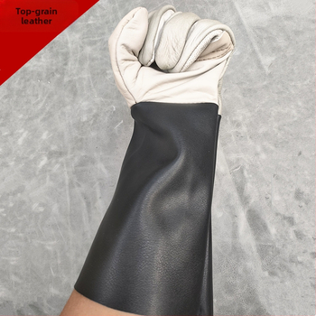 Zváracie rukavice z teľacej kože, odolné voči opotrebeniu, tepelno-izolačné, proti popáleninám, ohňovzdorné; dĺžky 38/26 cm; na zváranie