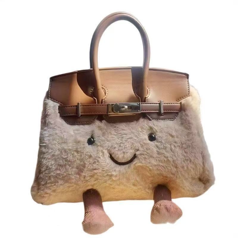 Kelly torba, pliš materijal, casual stil, vodoravni kvadratni oblik, poklopno zatvaranje, poliester podstava