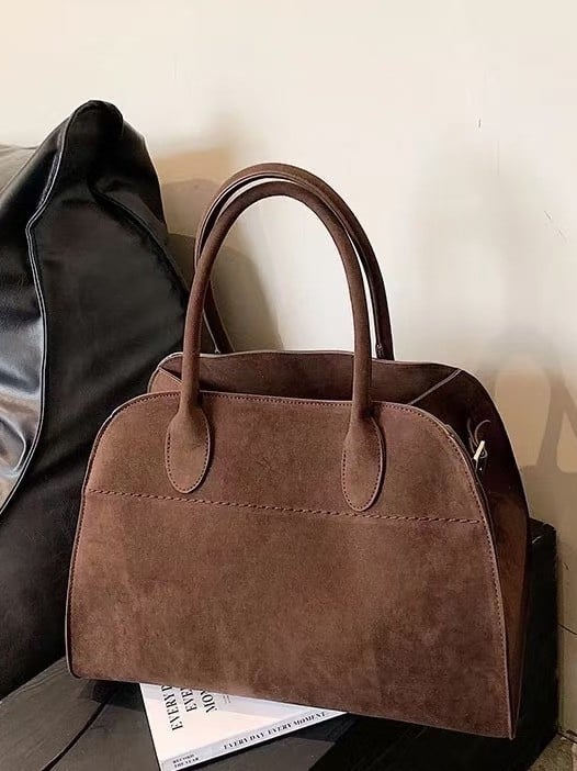 Ženska retro pliš torba Tote s magnetskim zatvaranjem, pliš materijal, horizontalni kvadratni oblik, džep sa zipom, gradski minimalistički stil