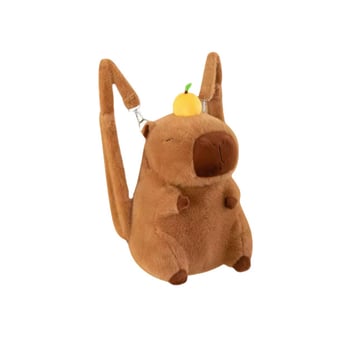 Λούτρινο σακίδιο καπιβάρα με καρικατούριστο σχέδιο, μεγάλο χώρο, γέμισμα PP βαμβάκι, κοντό βελούδινο ύφασμα