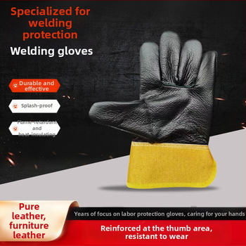 Γάντια συγκόλλησης από δέρμα επίπλων, παχύτερα, ενισχυμένα, προστασία από εγκαύματα, φλογοανθεκτικά, ανθεκτικά σε πιτσιλίσματα