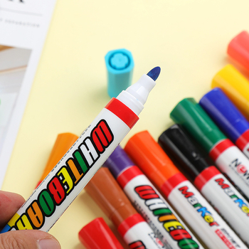 XINNIAN Törölhető fehér táblás marker — műanyag test, újratölthető tinta, alkalmas papír, fehér tábla, üveg és porcelán felületekre; PVC csomagolás; logó nyomtatás elérhető.