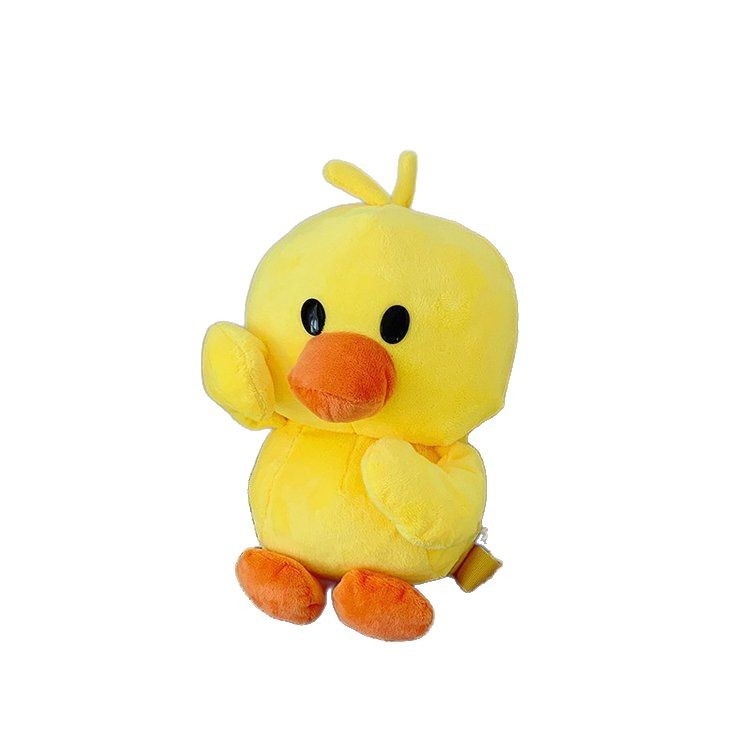 Plišani ruksak s dizajnom patkice, zatvaranje na zip, pretinac za telefon, podstava od pamuka, svjež i sladak stil