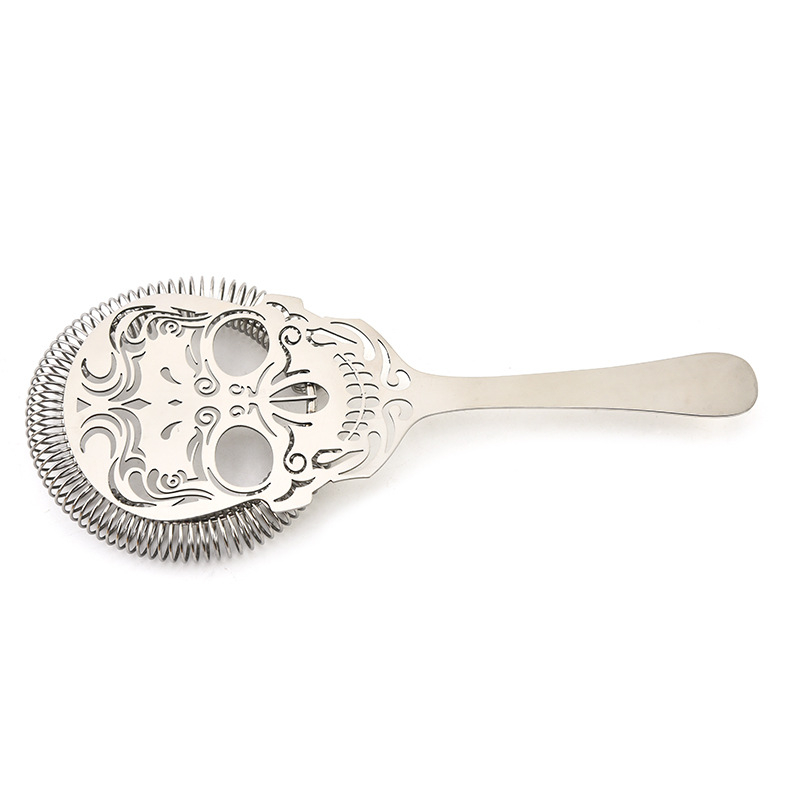 Sito za led s dugim držalom u obliku lubanje, nehrđajući čelik, 101 g, moderni minimalistički dizajn