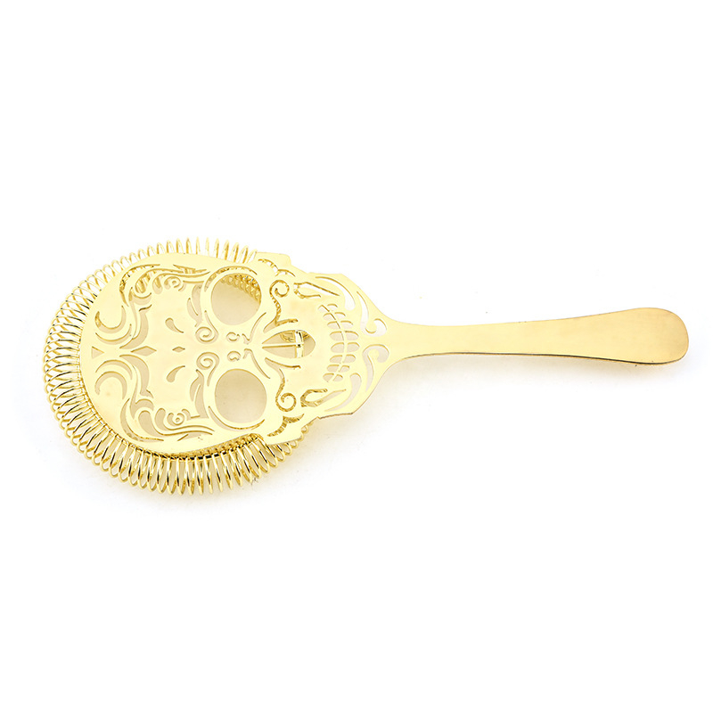 Sito za led s dugim držalom u obliku lubanje, nehrđajući čelik, 101 g, moderni minimalistički dizajn