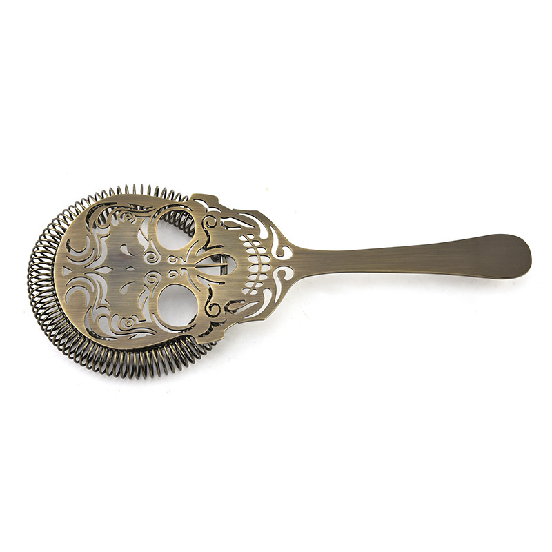 Sito za led s dugim držalom u obliku lubanje, nehrđajući čelik, 101 g, moderni minimalistički dizajn