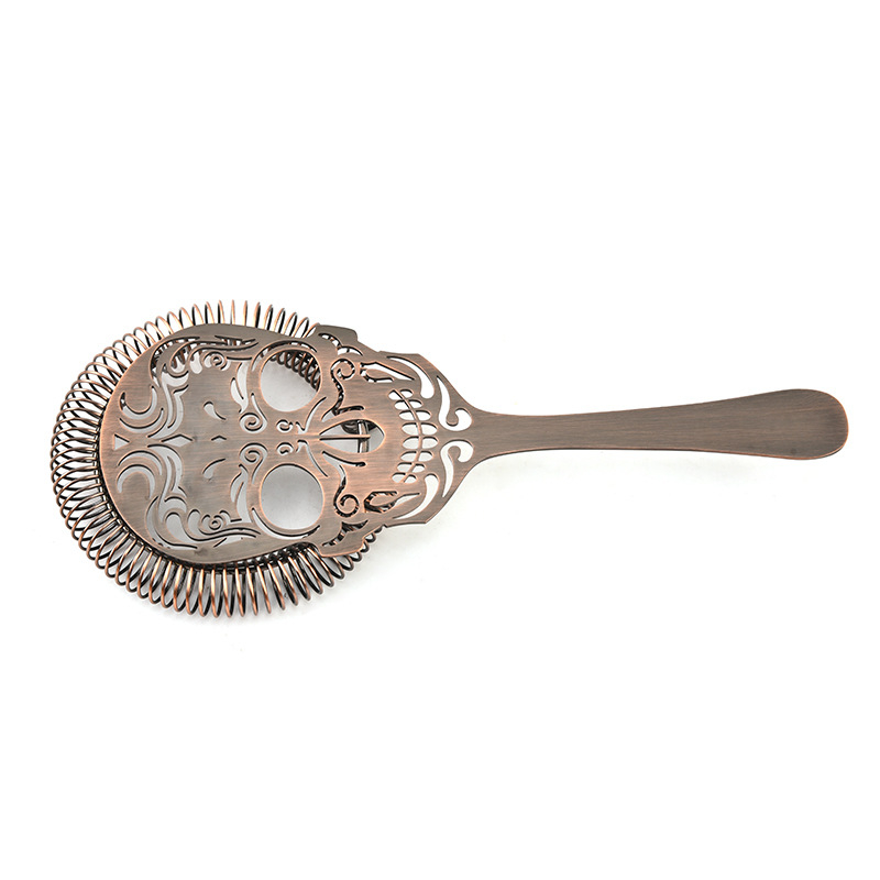 Sito za led s dugim držalom u obliku lubanje, nehrđajući čelik, 101 g, moderni minimalistički dizajn