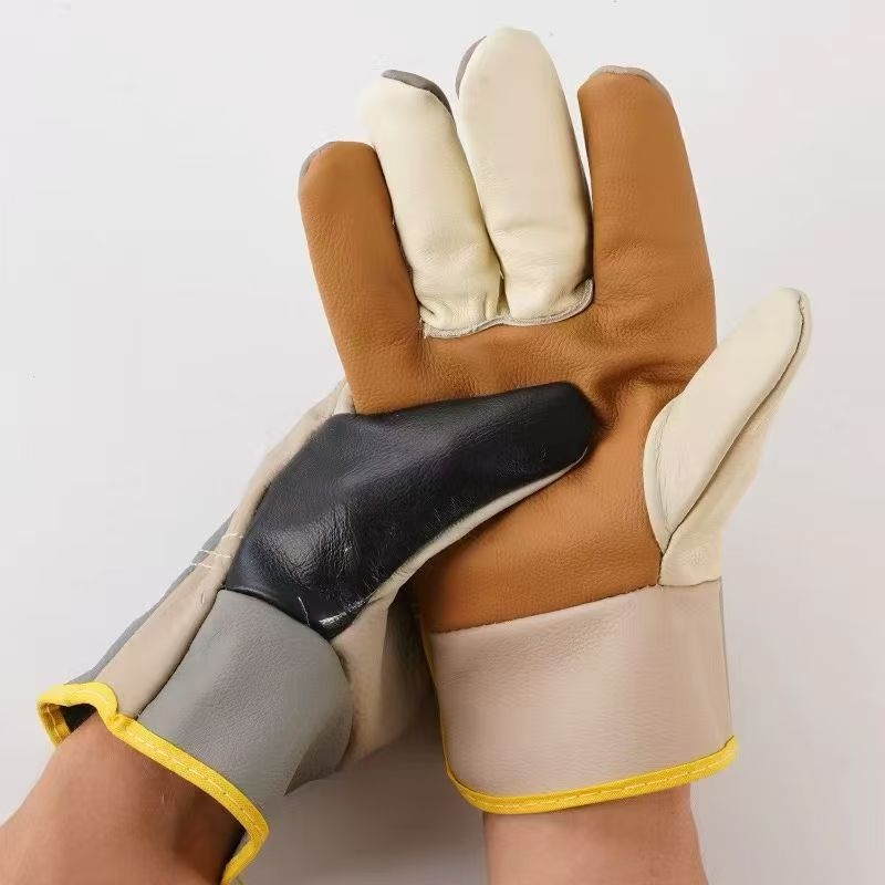 Mănuși de sudură din piele de vițel, rezistente la uzură, protecție pentru sudură electrică