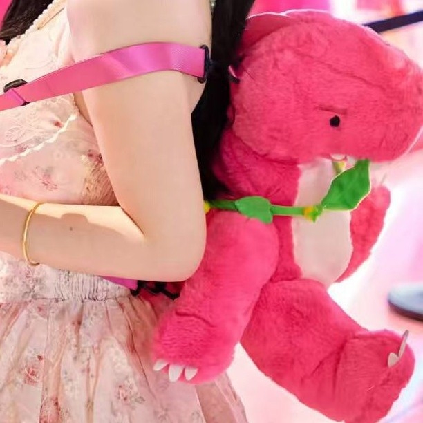 Rucsac cu pluș desen animat — stil casual, construcție din poliester, închidere cu fermoar, căptușeală din poliester, Lansare iarna 2025