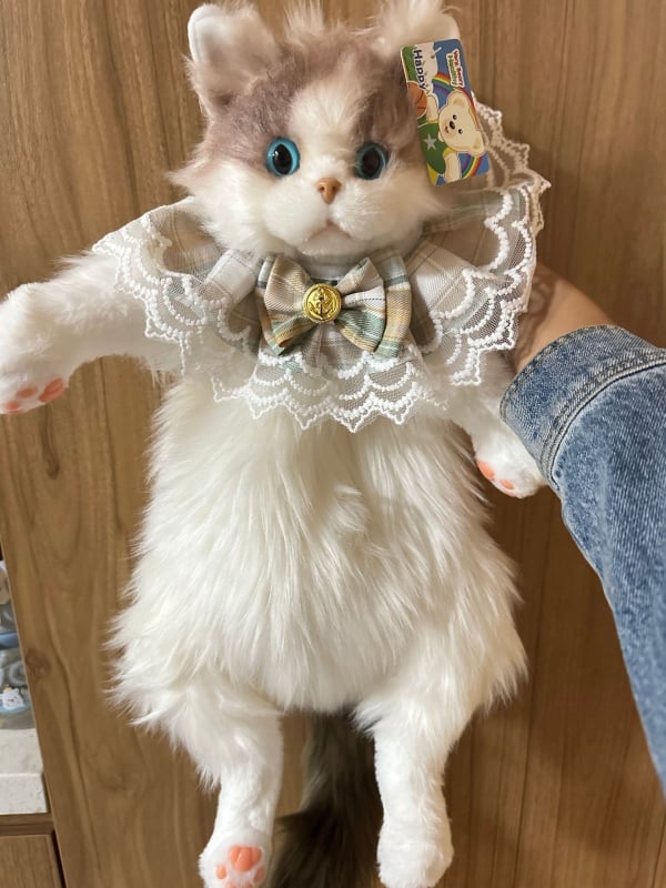 Γατούλα plush με θήκη πλάτης, στυλ ragdoll, γέμισμα PP βαμβάκι, κατάλληλη για ηλικίες 7–14