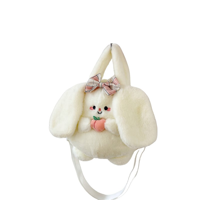 Σακίδιο plush σε στυλ λαγουδάκι, κοντό γούνινο ύφασμα, γέμισμα PP βαμβάκι, συσκευασία με διχτυωτή τσάντα; κατάλληλο για ηλικίες 15–35.