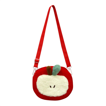 Pliš crossbody torba, ovalni oblik, zatvarač, džep za mobitel, svježi i slatki stil