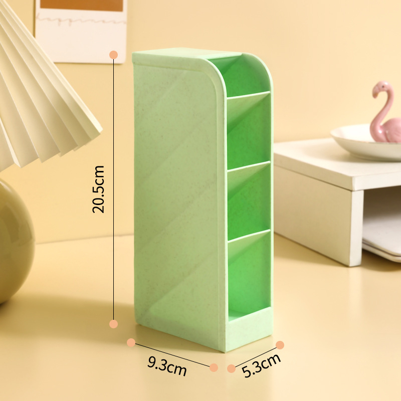 Suport pentru pixuri – Transparent, plastic PP, design înclinat cu mai multe compartimente, organizator de birou, imprimare logo, personalizare