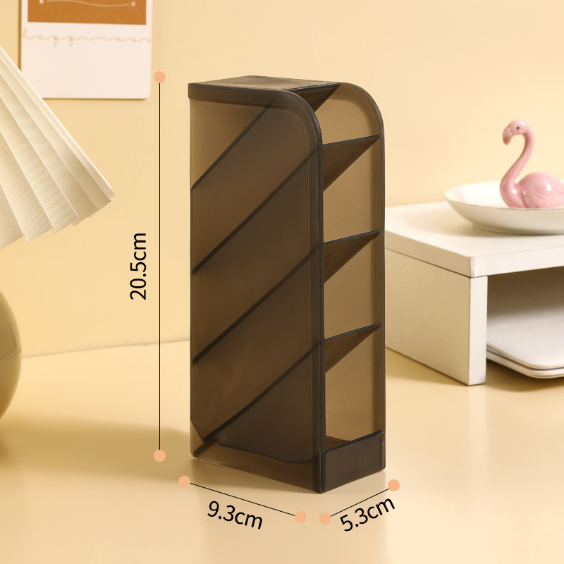 Suport pentru pixuri – Transparent, plastic PP, design înclinat cu mai multe compartimente, organizator de birou, imprimare logo, personalizare