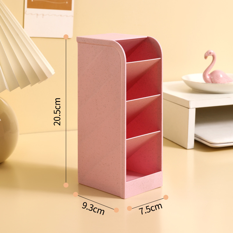 Suport pentru pixuri – Transparent, plastic PP, design înclinat cu mai multe compartimente, organizator de birou, imprimare logo, personalizare