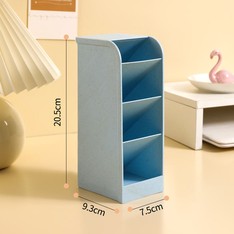 Suport pentru pixuri – Transparent, plastic PP, design înclinat cu mai multe compartimente, organizator de birou, imprimare logo, personalizare