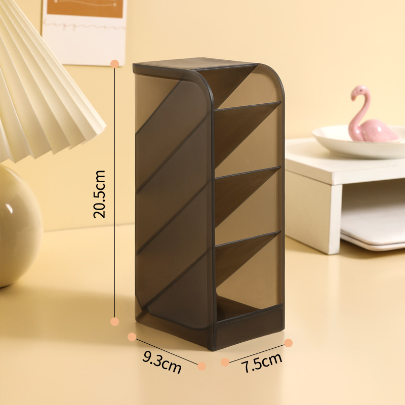 Suport pentru pixuri – Transparent, plastic PP, design înclinat cu mai multe compartimente, organizator de birou, imprimare logo, personalizare