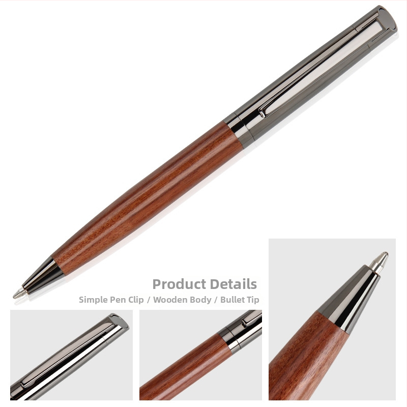 Drvena rotirajuća kuglična olovka – De hongyun, vrh kuglice, neizbrisivo, jednodijelna pakiranja