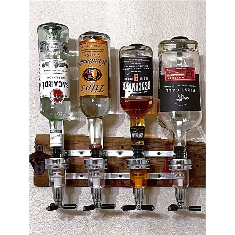 Rack montat pe perete pentru turnarea băuturilor spirtoase cu bază de măsurare, capacitate 1000 ml+, plastic, stil modern minimalist, 1 buc., ambalaj carton