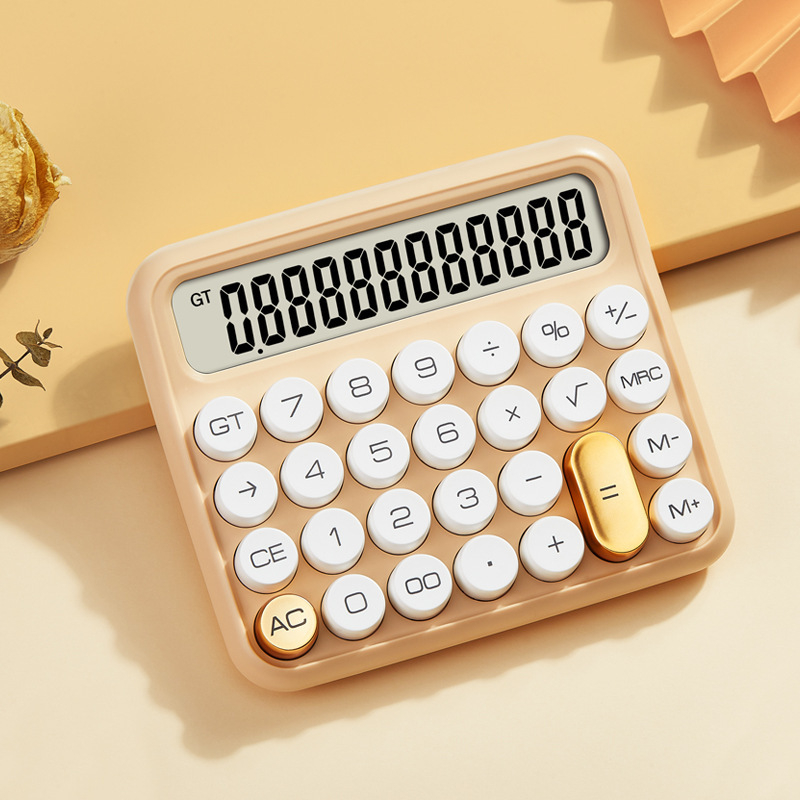 12 számjegyű nagy kijelzős számológép, csúszásmentes billentyűzet, mechanikus tapintású billentyűk, AA elemről működik
